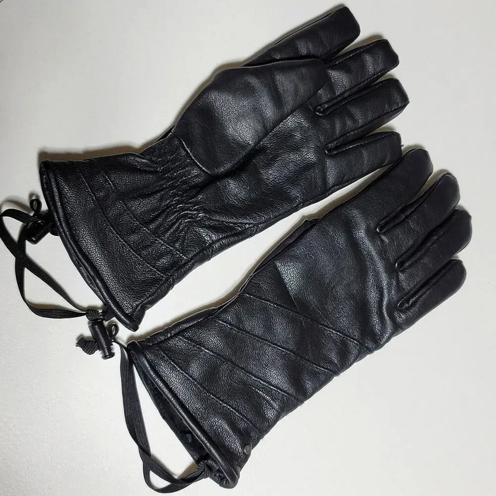 Celtek Domo Leather Gloves Womens‎ Large Black Faux Fur Lined Driving Winter New